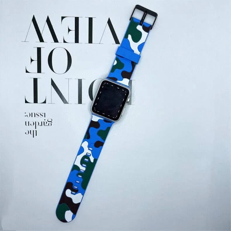 Camo Soft Silicone Watch Band for iWatch 42mm | 44mm | 45mm | Ultra 49mm | 46mm Series 10 / Sky Blue - Ktusu