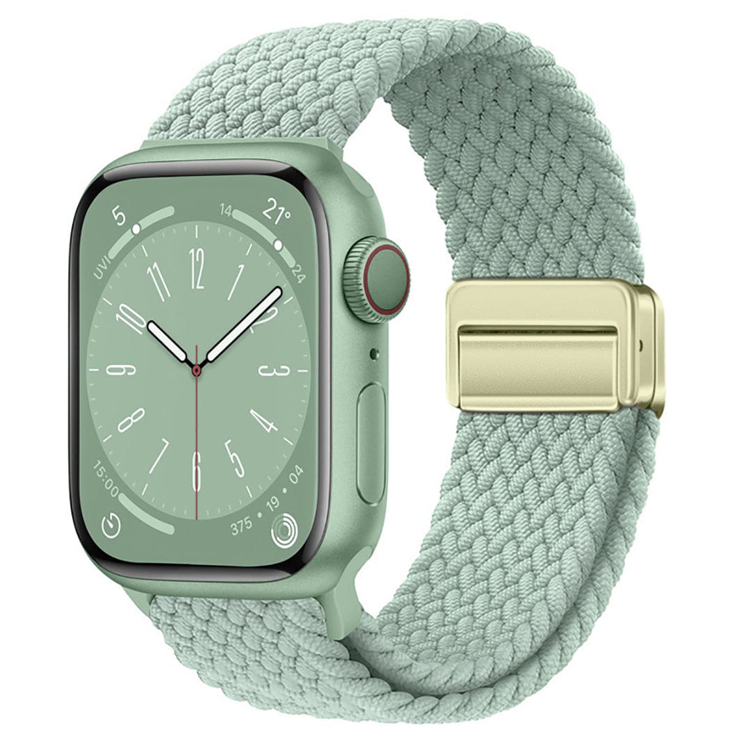 Braided Adjuctable Magnetic Buckle Elastic Sport Watch Band for Apple Watch 42mm | 44mm | 45mm | Ultra 49mm | 46mm Series 10 / Solid / Mint Green - Ktusu