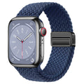 Braided Adjuctable Magnetic Buckle Elastic Sport Watch Band for Apple Watch 42mm | 44mm | 45mm | Ultra 49mm | 46mm Series 10 / Solid / Navy Blue - Ktusu