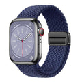 Braided Adjuctable Magnetic Buckle Elastic Sport Watch Band for Apple Watch 42mm | 44mm | 45mm | Ultra 49mm | 46mm Series 10 / Solid / Navy Blue - Ktusu