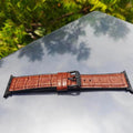 Crocodile Leather Texture Silicone Rubber Watch Band for iWatch 42mm | 44mm | 45mm | Ultra 49mm | 46mm Series 10 / Tan Brown - Ktusu