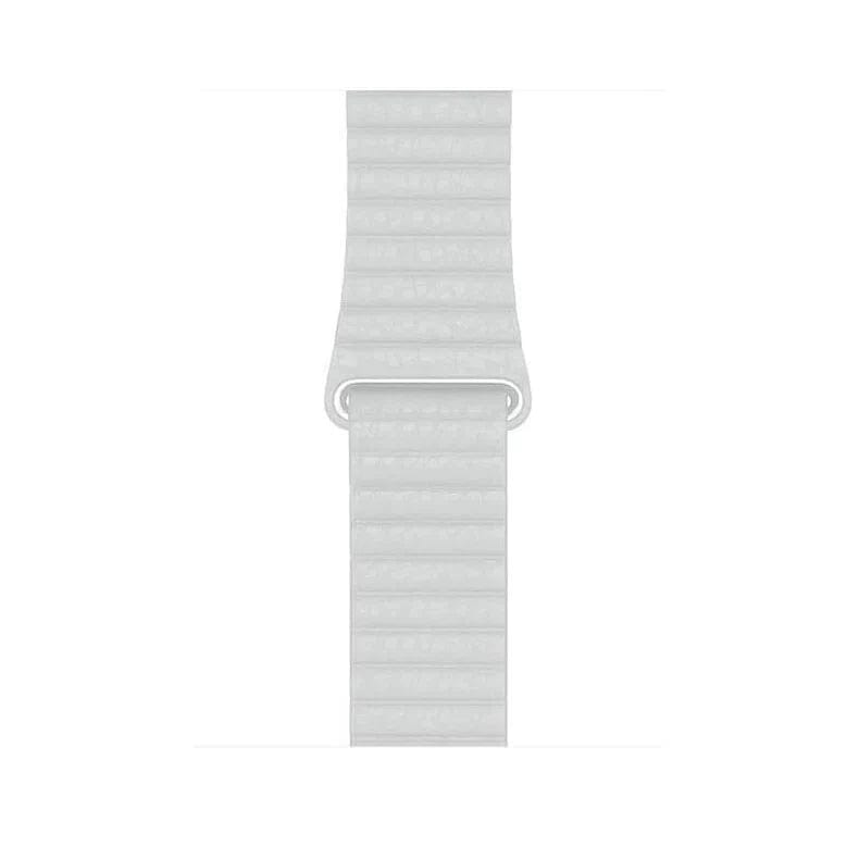 Leather Texture Magnetic Loop Watch Band for iWatch 42mm | 44mm | 45mm | Ultra 49mm | 46mm Series 10 / White - Ktusu