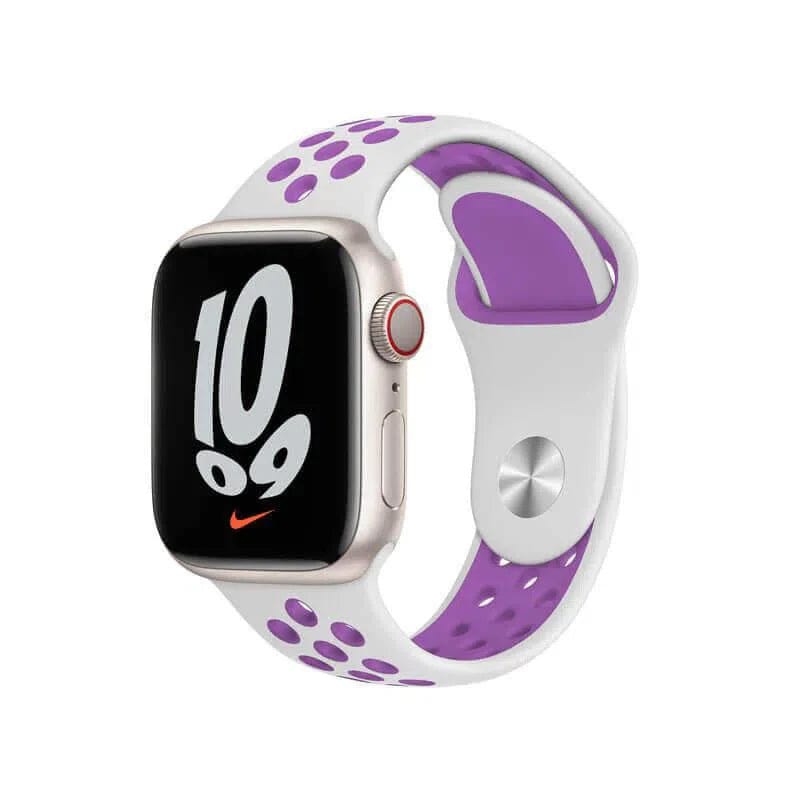 Nike Silicone Soft Watch Band for iWatch 42mm | 44mm | 45mm | Ultra 49mm | 46mm Series 10 / White Light Purple - Ktusu