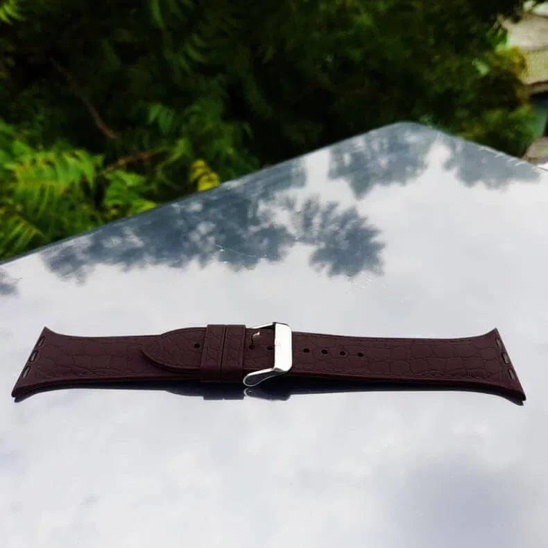 Crocodile Texture Silicone Soft Watch Band for iWatch 42mm | 44mm | 45mm | Ultra 49mm | 46mm Series 10 / Wine - Ktusu