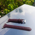 Women Slim Classic Leather Texture Watch Band for iWatch 42mm | 44mm | 45mm | Ultra 49mm | 46mm Series 10 / Wine - Ktusu