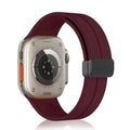 Magnetic D-Buckle Silicone Watch Band for iWatch 42mm | 44mm | 45mm | Ultra 49mm | 46mm Series 10 / Wine Red - Ktusu