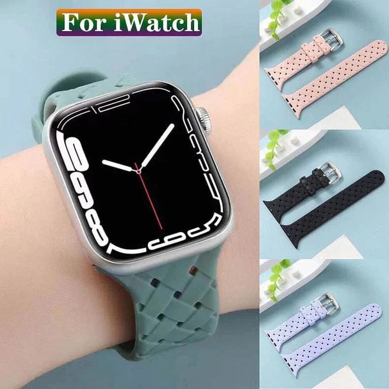 Braided Weave Breathable Soft Silicone Watch Band for iWatch - Ktusu