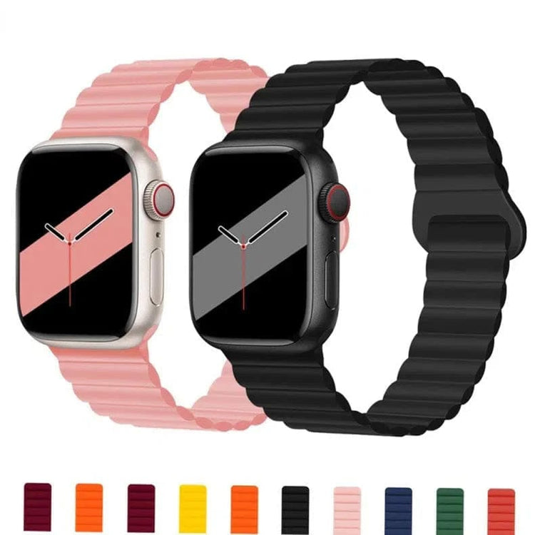 Silicone Magnetic Watch Band for iWatch 42mm | 44mm | 45mm | Ultra 49mm | 46mm Series 10 / Black - Ktusu