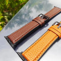 Grainy Leather Texture Silicone Rubber Watch Band for iWatch - Ktusu