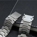 Satin Brushed Stainless Steel Metal Chain with Curved End for Samsung Watch - Ktusu