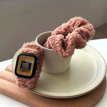 Cute Teddy Scrunchie Elastic Women Loop Band for Apple Watch - Ktusu