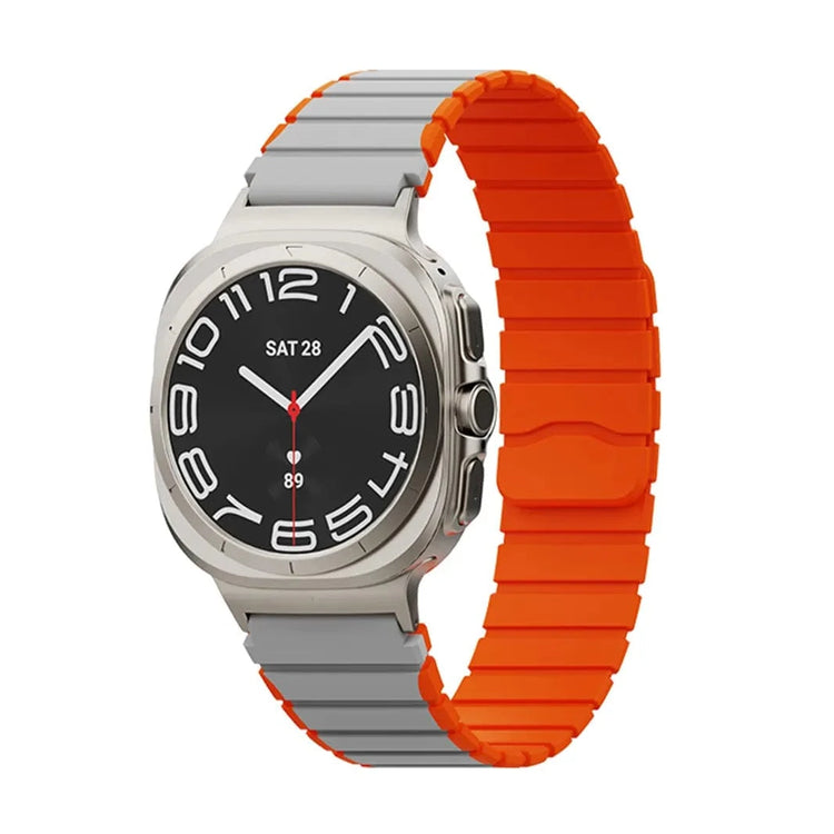 Dual Shade Ocean Silicone Soft Sport Band for Samsung Watch Samsung Watch Ultra 47mm / Grey Orange - Ktusu