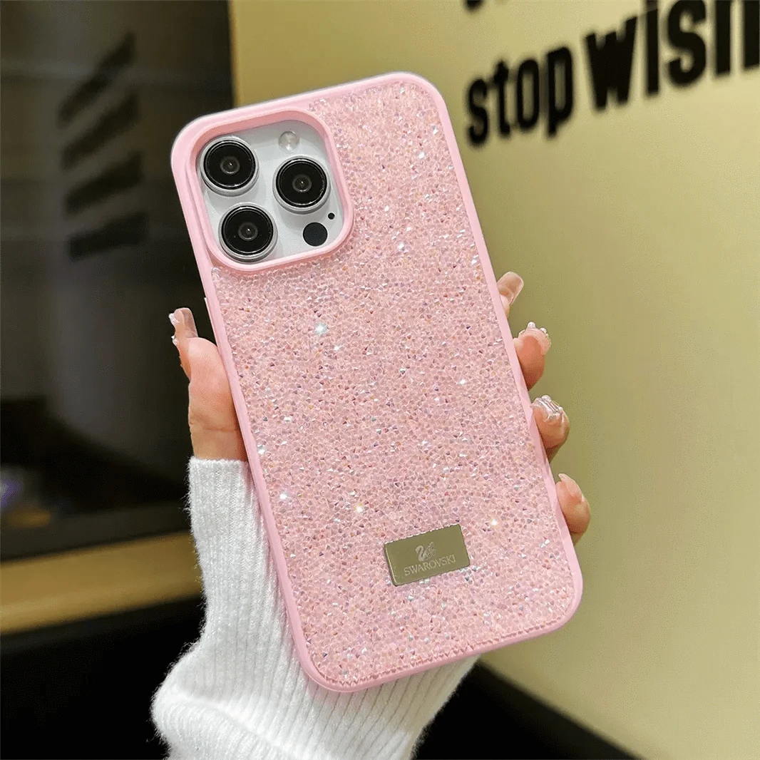 Swarovski ピンク 宝石風 iPhone16ケース Swarovski ピンク 宝石風