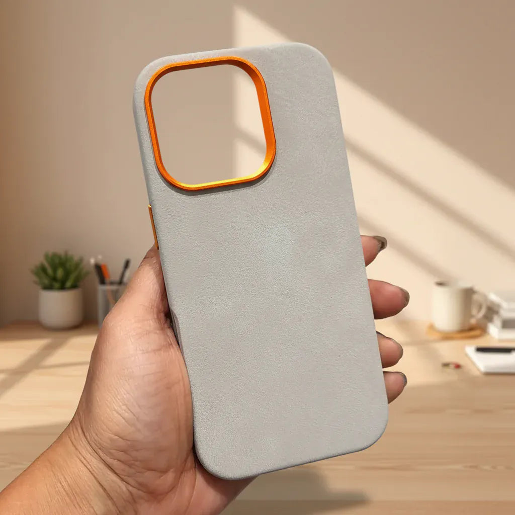 Cases & Covers Sweat Leather Texture soft touch Metal Button Magsafe Case for iPhone 16 Pro Max