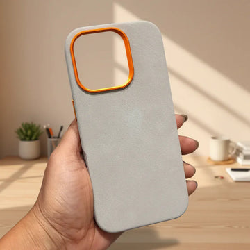 Cases & Covers Sweat Leather Texture soft touch Metal Button Magsafe Case for iPhone 16 Pro Max