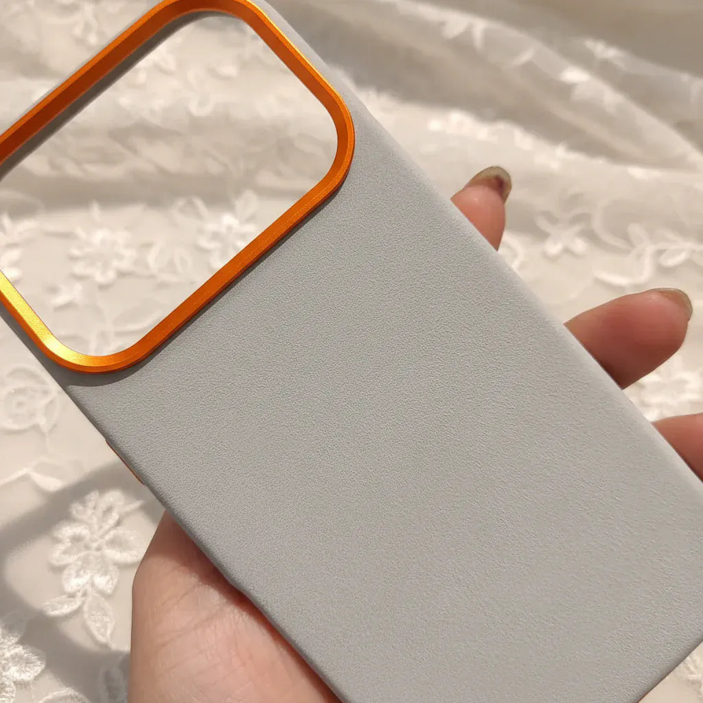 Cases & Covers Sweat Leather Texture soft touch Metal Button Magsafe Case for iPhone 17 Pro Max