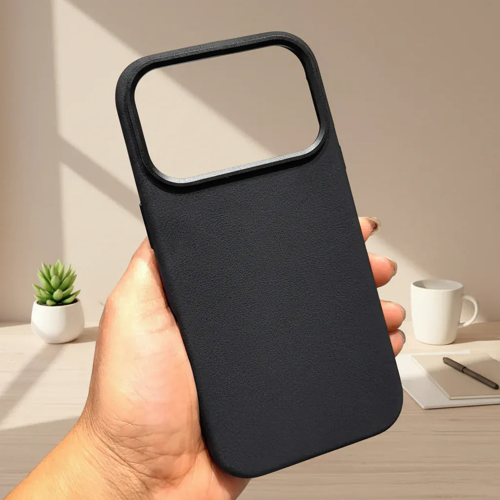 Cases & Covers Sweat Leather Texture soft touch Metal Button Magsafe Case for iPhone 17 Pro Max