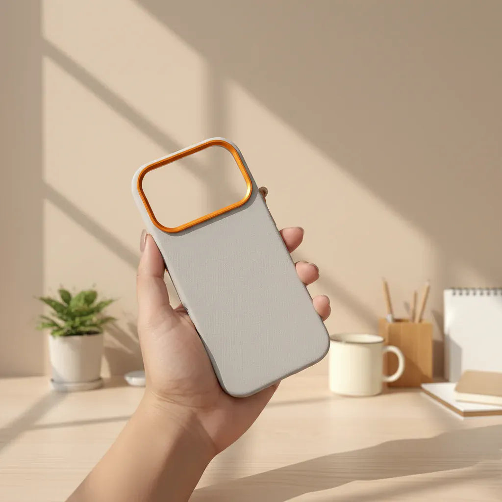 Cases & Covers Sweat Leather Texture soft touch Metal Button Magsafe Case for iPhone 17 Pro Max