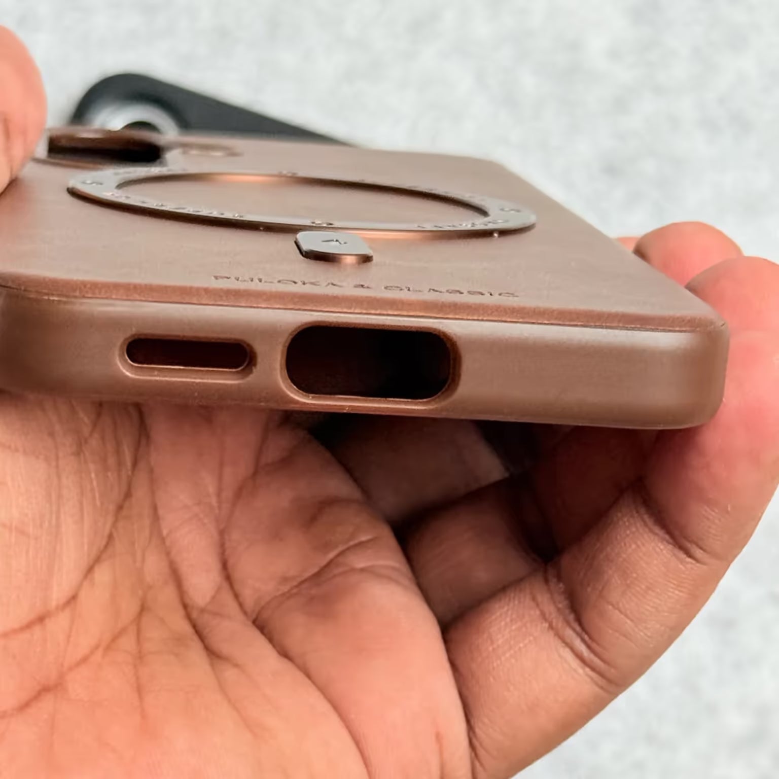 Puloka PU Leather Metal Magsafe Ring Case for Samsung S25