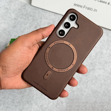 Puloka PU Leather Metal Magsafe Ring Case for Samsung S25