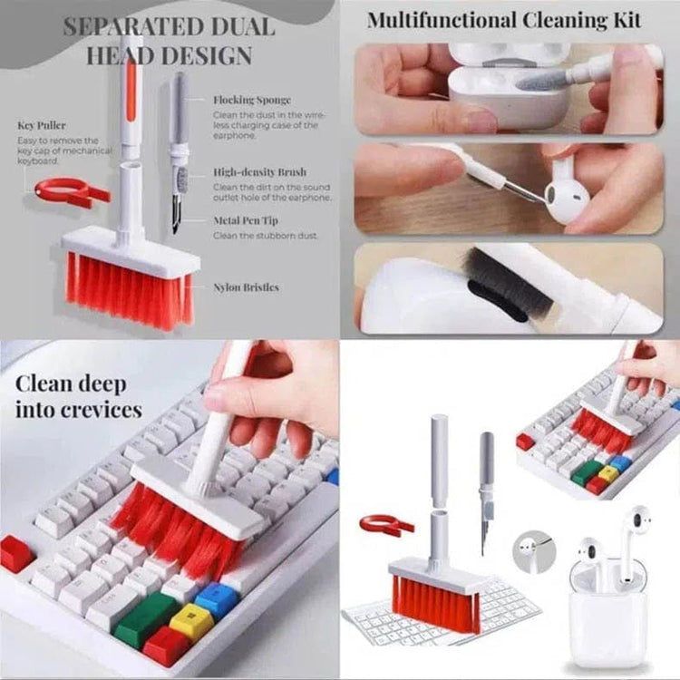 Multi-Function Cleaner Kit Soft Brush Cleaning Nifty Tools White Red - Ktusu