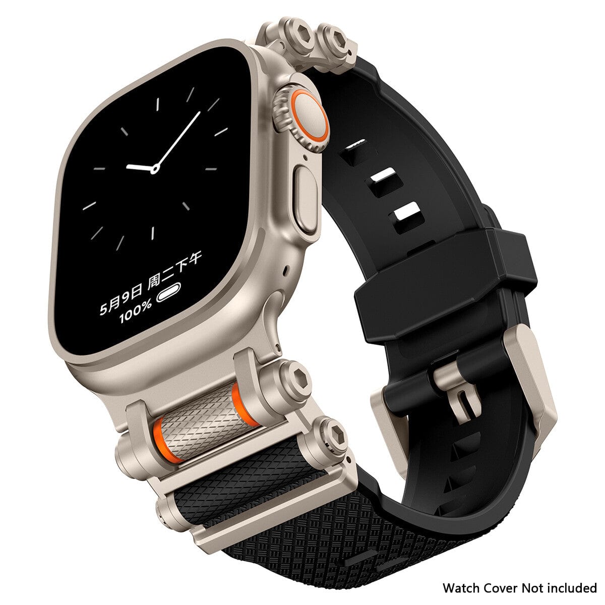 ktusu Generic Watch Bands TPU Armor Band for Apple Watch 42 | 44 | 45 | Ultra 49 | 46mm S10 Black / Natural Titanium