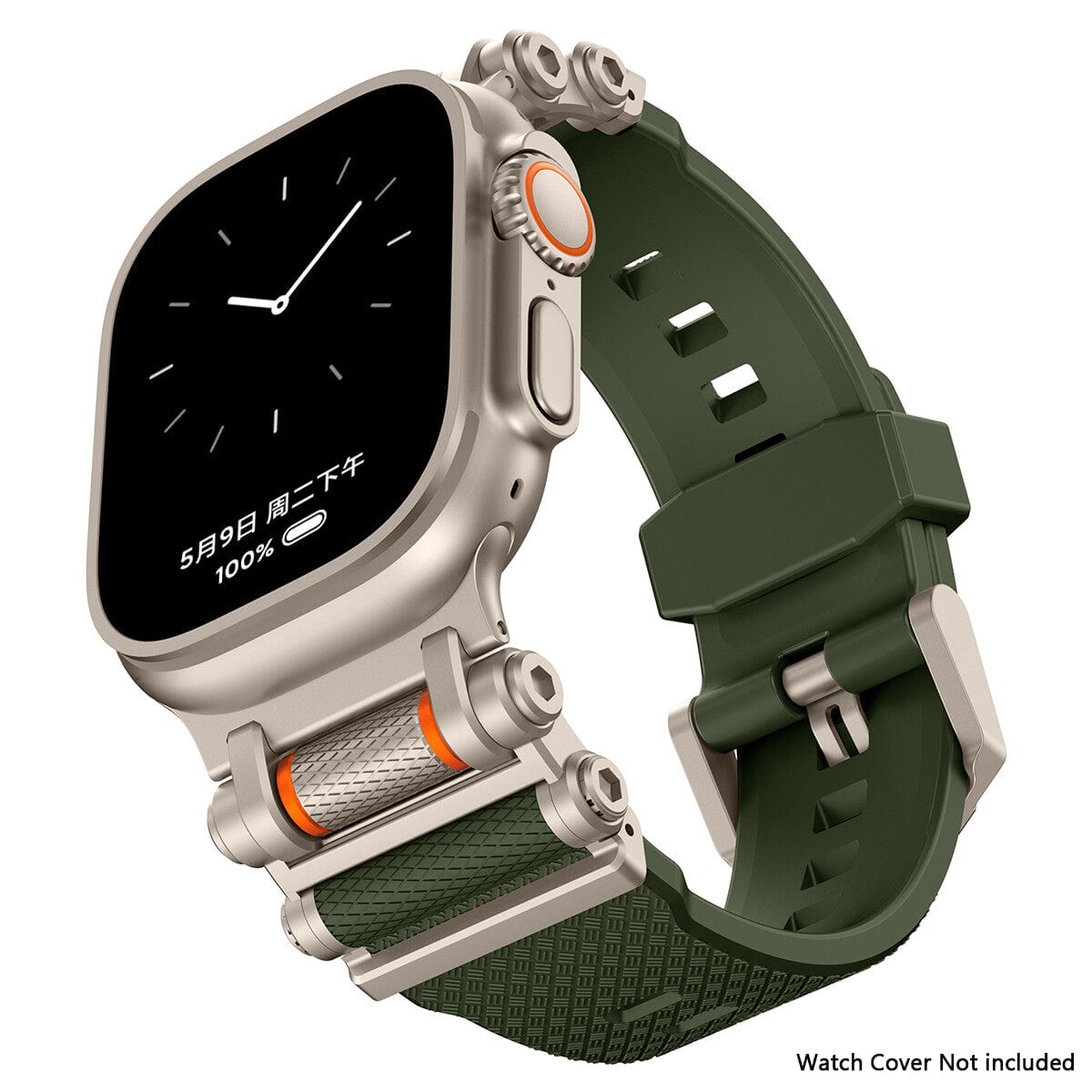 ktusu Generic Watch Bands TPU Armor Band for Apple Watch 42 | 44 | 45 | Ultra 49 | 46mm S10 Green / Natural Titanium