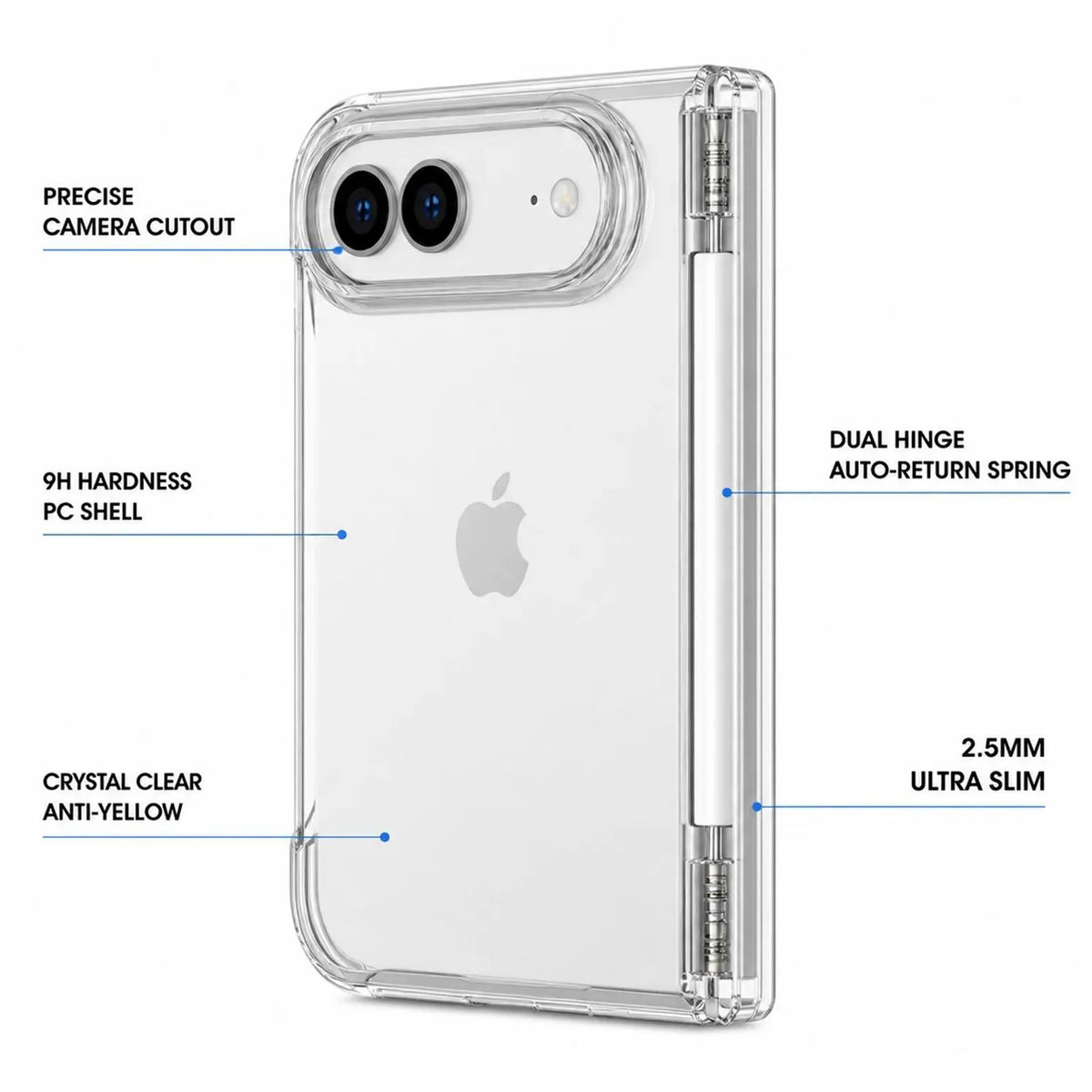 Crystal Clear Transparent Hard Case with Hinge Protection for iPhone Duo Transparent KTSU4RHZM 8905969512637