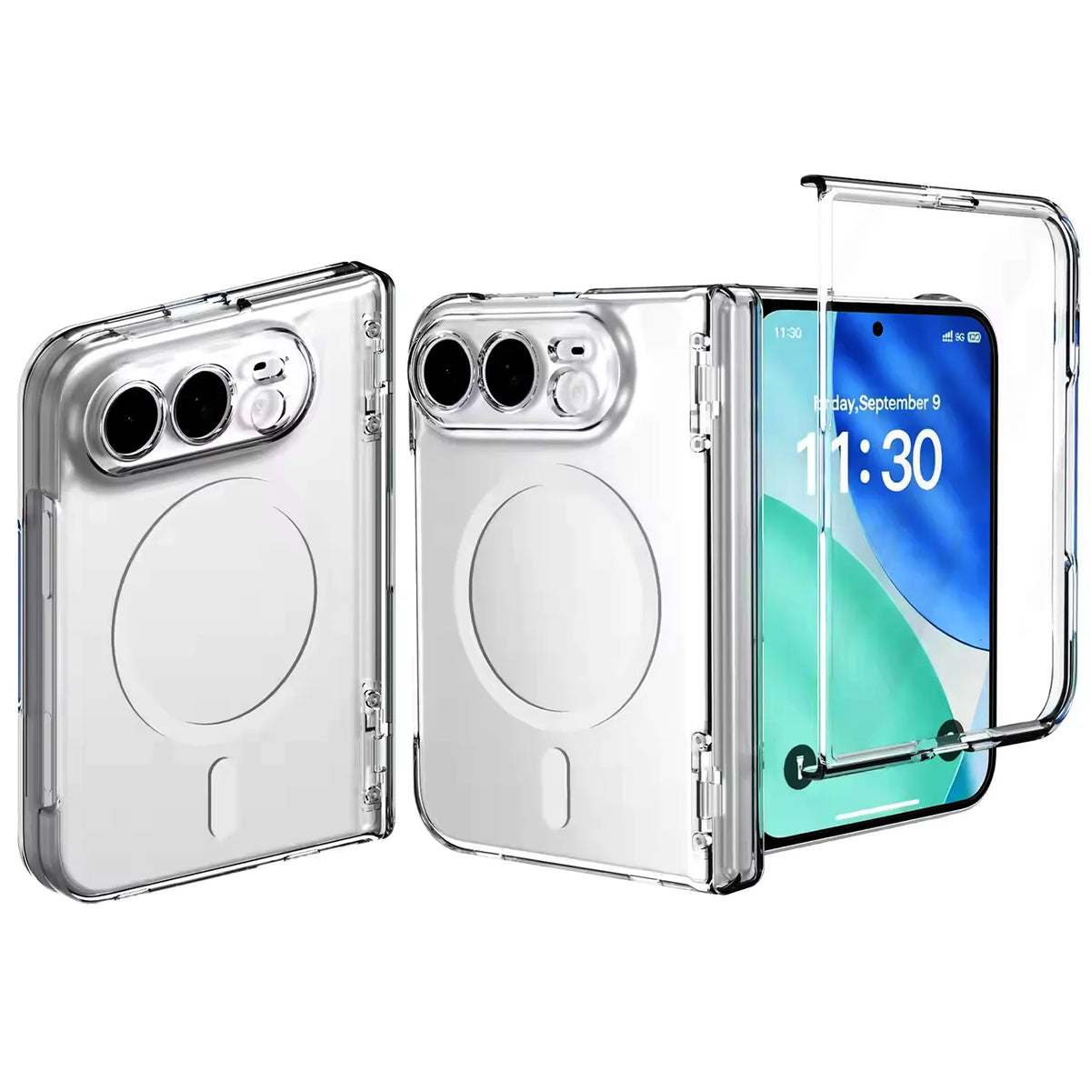 Foldable Camera Protective Crystal Clear Magnetic Magsafe Hard Case with Hinge Protection for iPhone Duo Transparent KTSUOSPHJ 8981325409360