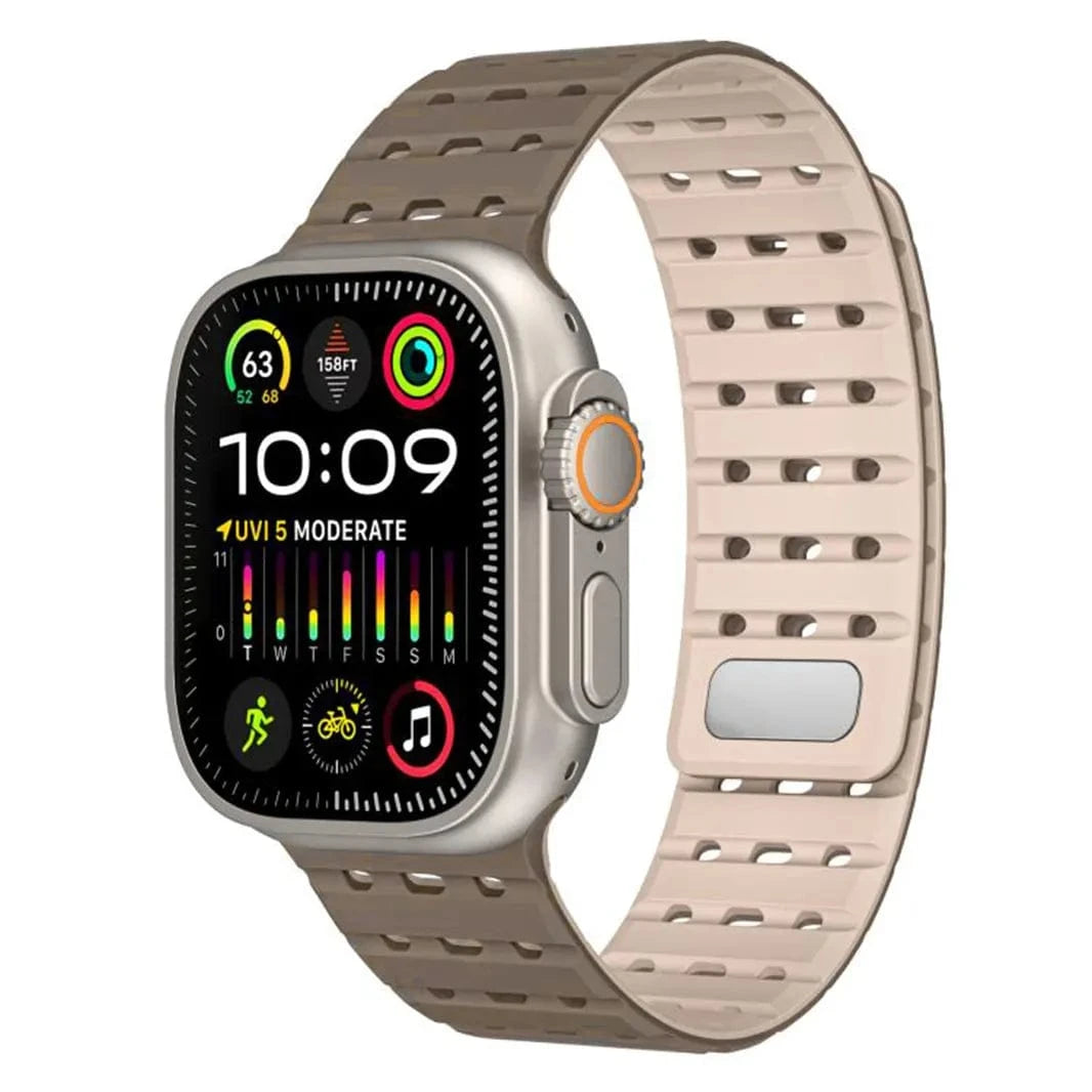 ktusu Generic Watch Bands Two-Tone Breathable Magnetic Silicone Band for Apple Watch 42 | 44 | 45 | Ultra 49 | 46mm S10
