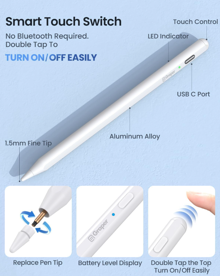 Universal Stylus Pen Metal Nib Compatible with all touch Devices GRPN002 8954299618601