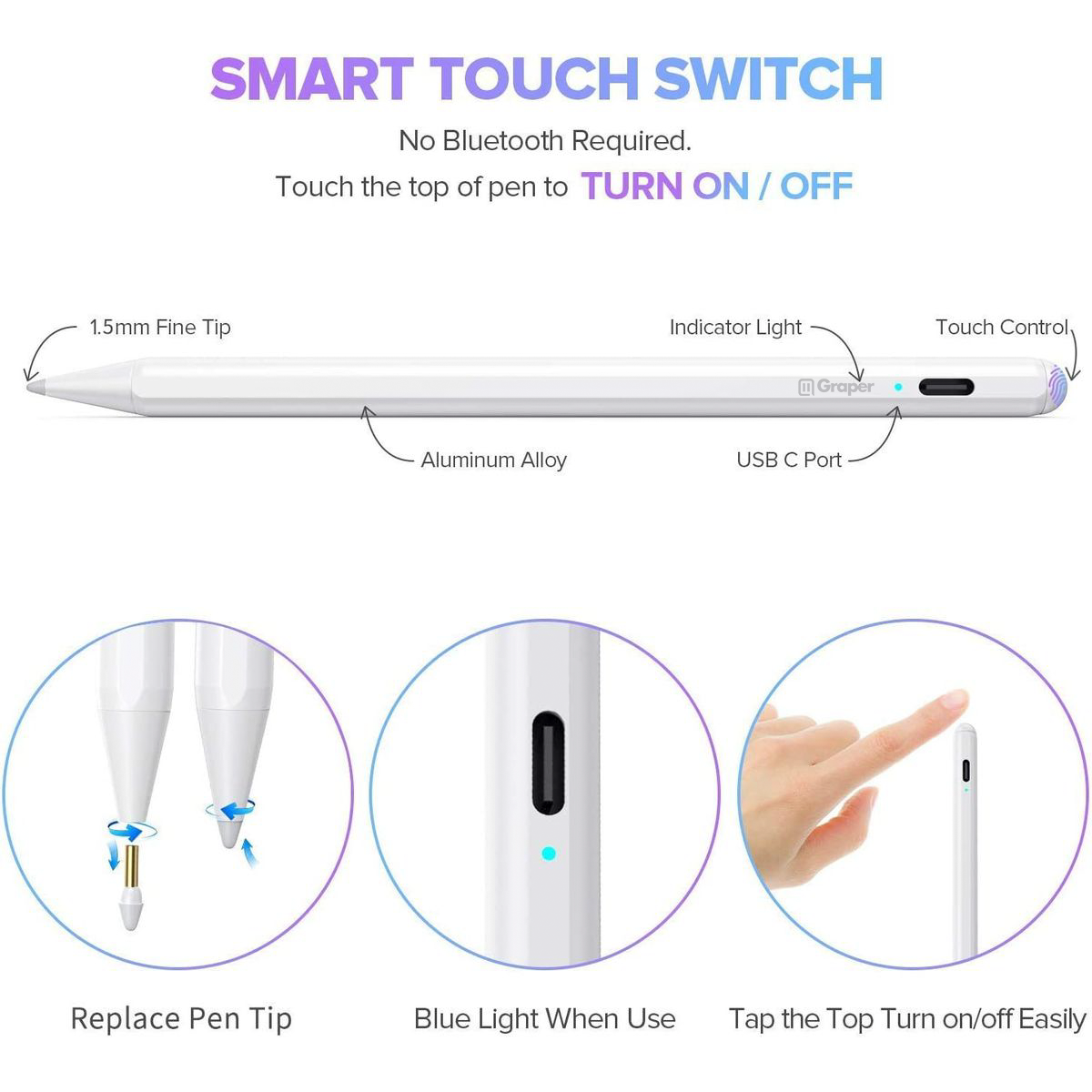 Universal Stylus Pen Metal Nib Compatible with all touch Devices GRPN002 8954299618601