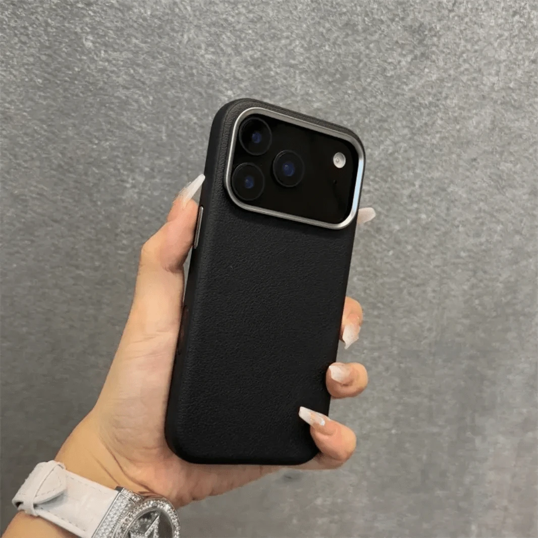 ktusu iShock Cases & Covers Vegan Leather Metal Button Case for iPhone 17 Pro Max Black