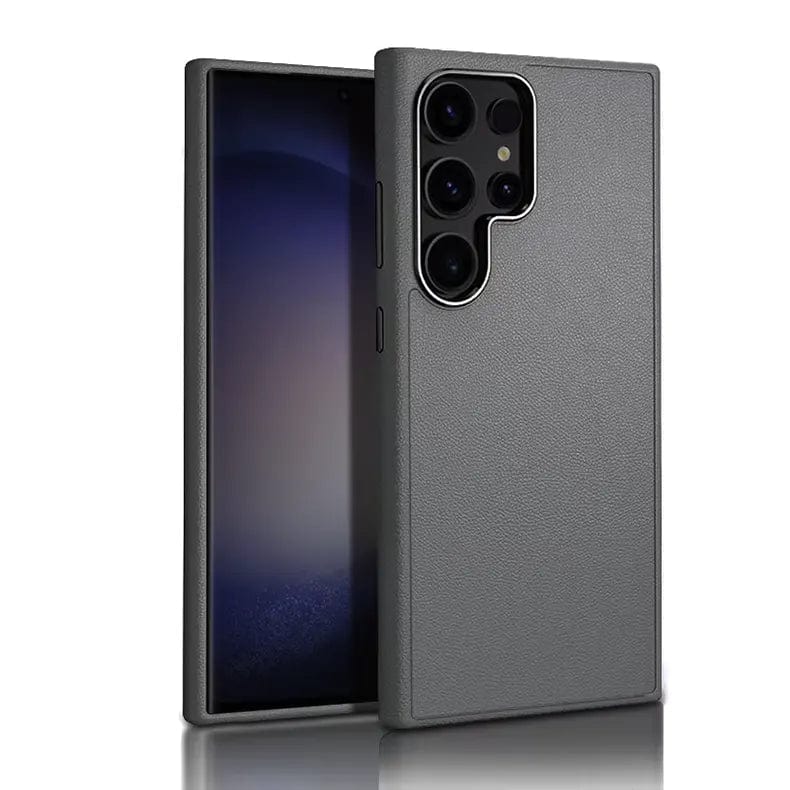 ktusu Generic Cases & Covers Vegan Leather Metal Button MagSafe Case for Samsung S24 Ultra Black / with magsafe