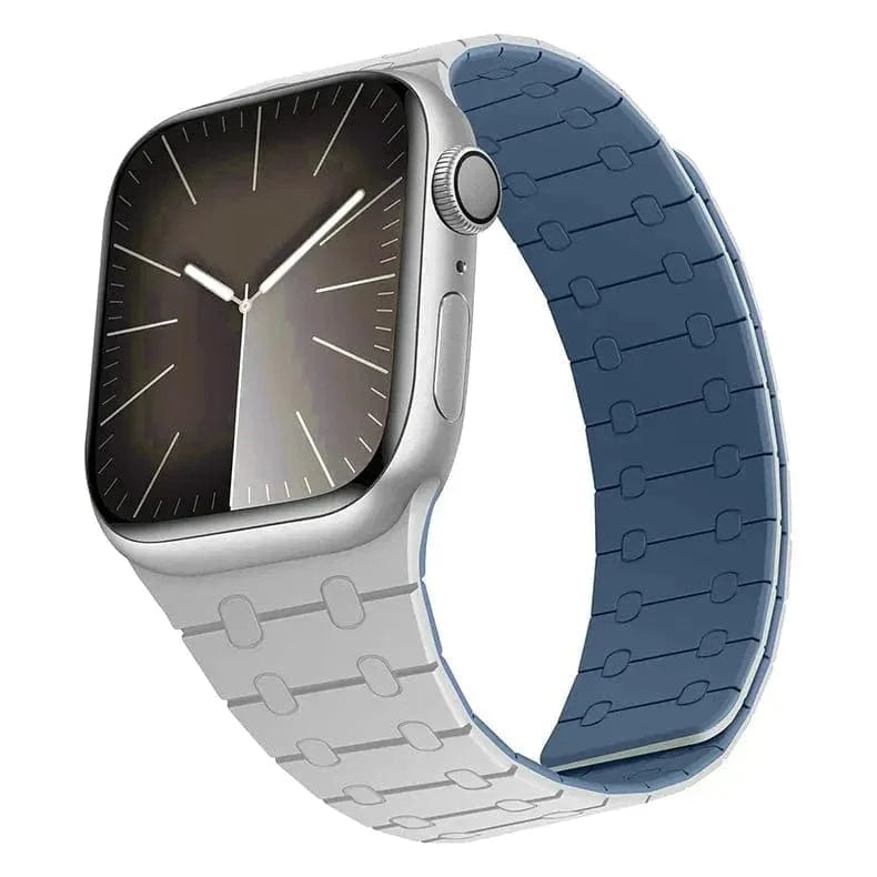 Grey Blue Velour Silicone Magnetic Loop for Apple Watch 42 | 44 | 45 | Ultra 49 | 46mm S10 Watch Bands