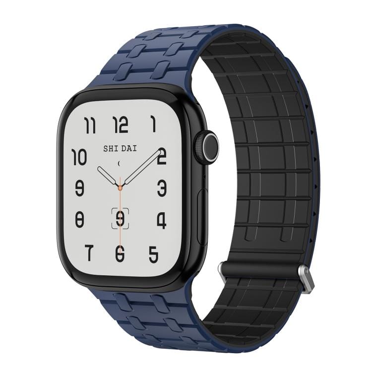 ktusu Generic Watch Bands Velour Silicone Magnetic Loop with Clasp for Apple Watch 42 | 44 | 45 | Ultra 49 | 46mm S10 Blue Black