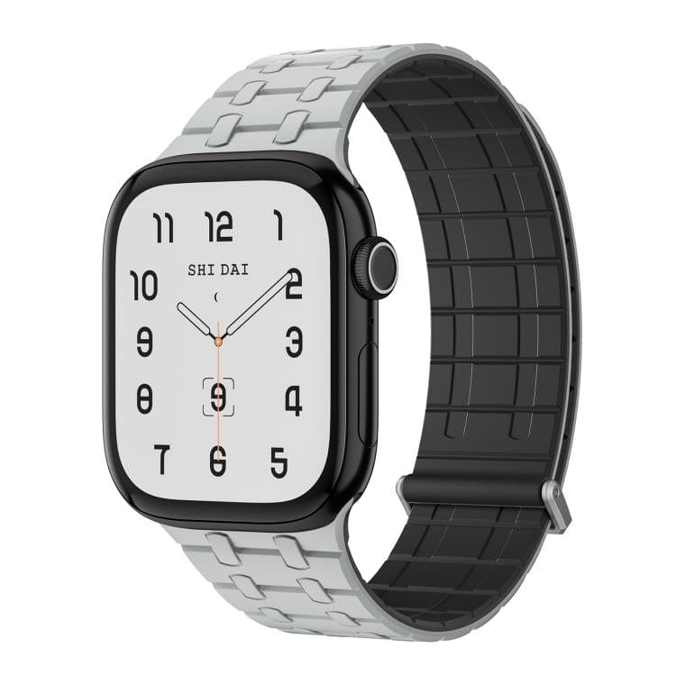 ktusu Generic Watch Bands Velour Silicone Magnetic Loop with Clasp for Apple Watch 42 | 44 | 45 | Ultra 49 | 46mm S10 Light Gray Black
