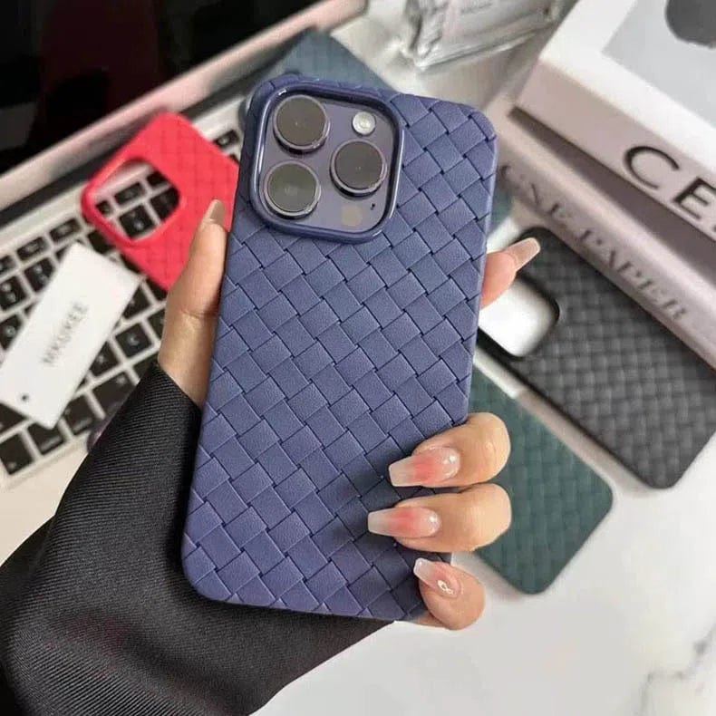 Blue Weave Breathable Matte Soft Grid Case for iPhone 15 Pro Max Cases & Covers