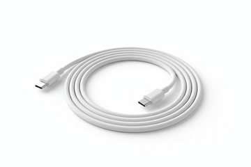 white cable 1 meter long type c pin end both side spiral look