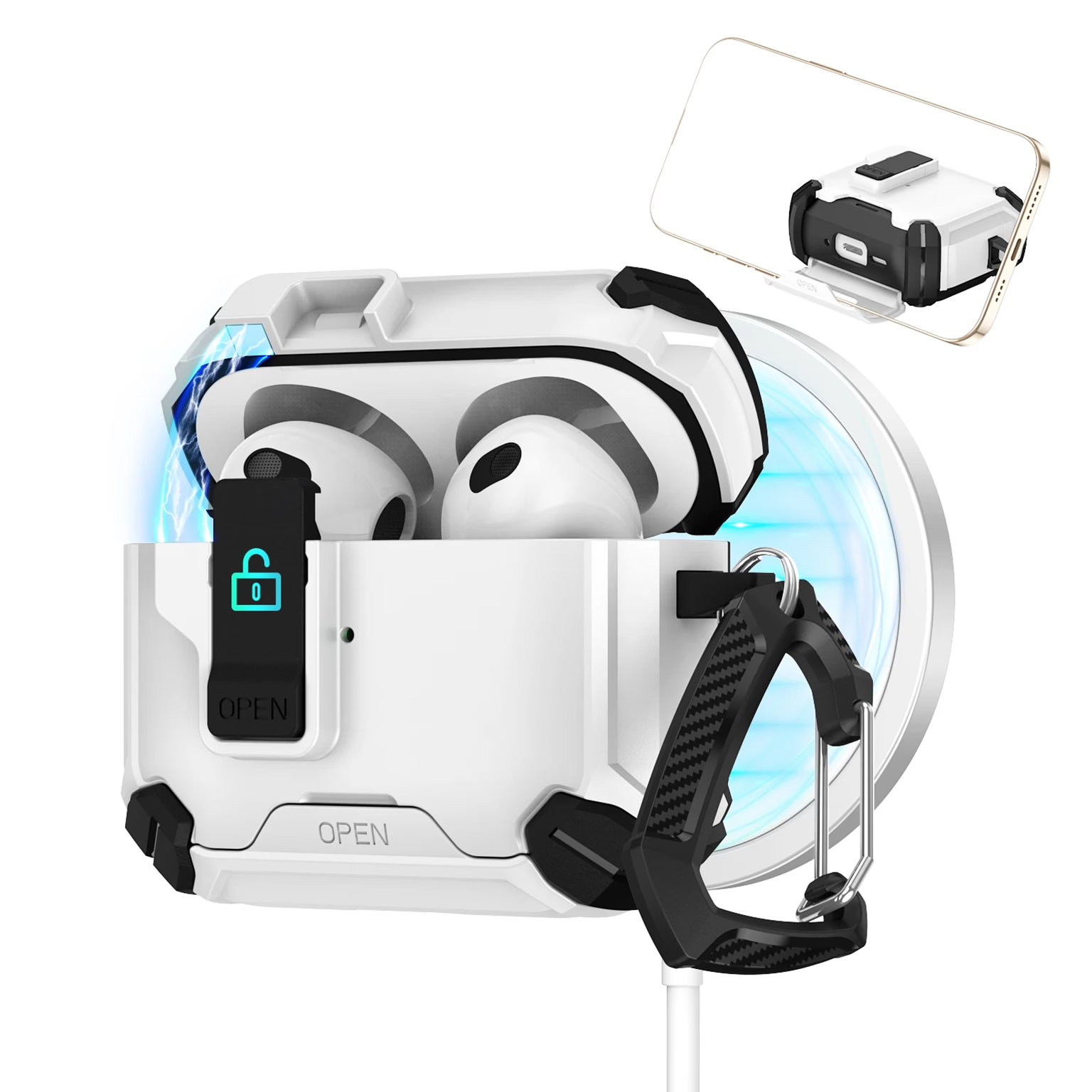 Two Color Magnetic Holder Earphone Protective Case with Switch Lock for Airpods Pro | Pro 2