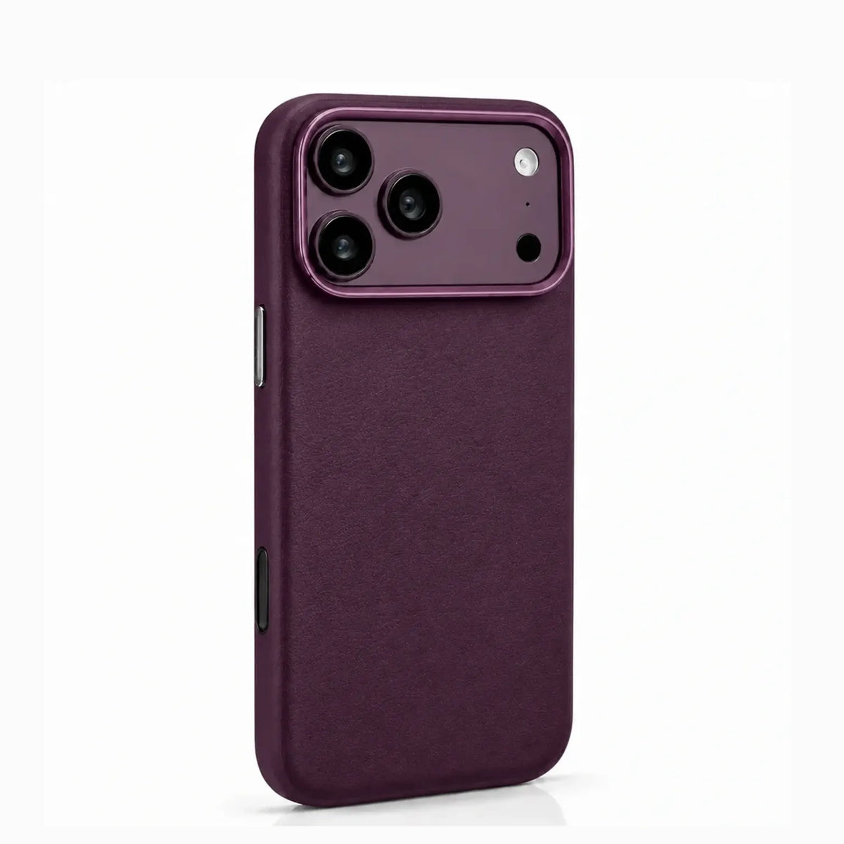 Vegan Leather Metal Button Magnetic Magsafe Case for iPhone 18 Pro With magsafe / Burgundy KTSU43M0L 8920287843133