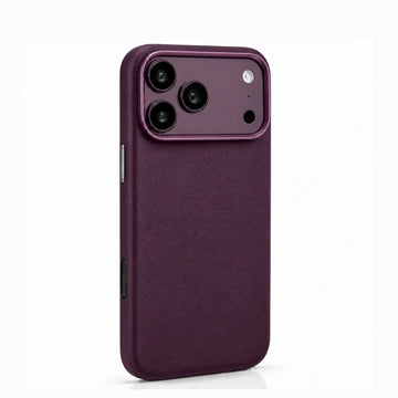 Vegan Leather Metal Button Magnetic Magsafe Case for iPhone 18 Pro With magsafe / Burgundy KTSU43M0L 8920287843133