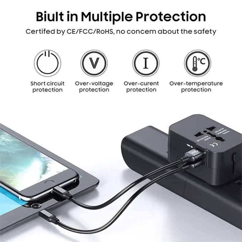 XUNDD Worldplug Travel Adapter with 5 USB Ports