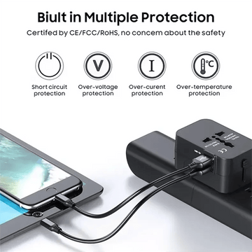 XUNDD Worldplug Travel Adapter with 5 USB Ports