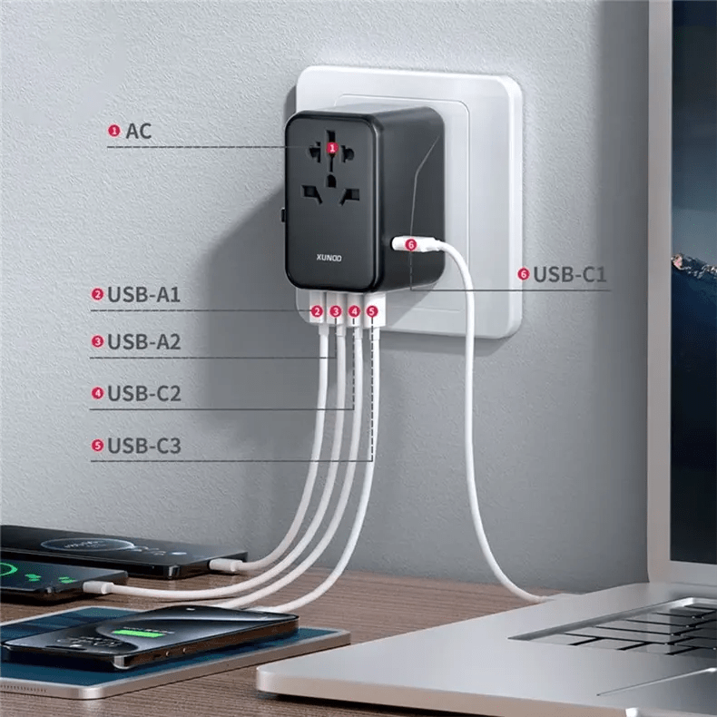 Cables & Adapters for Worldplug Travel Wall 65W Charger Adapter for International Adventures