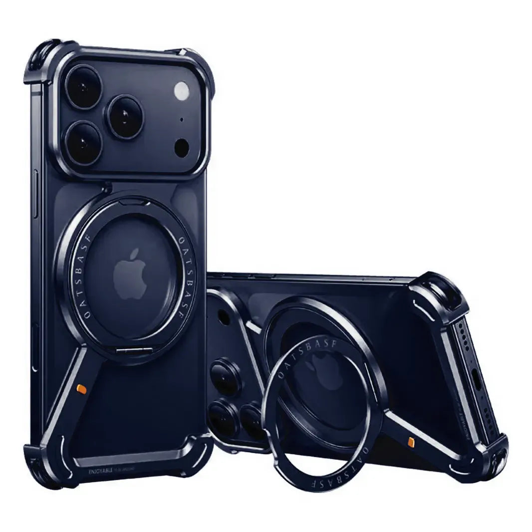 Deep Blue Z-Shaped 360° Rotating Magnetic Holder Aluminum Alloy Frameless Frame for iPhone 17 Pro Cases & Covers